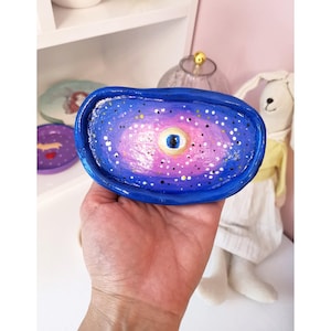 Piatto in ceramica con occhio malvagio, regalo decorativo, piatto per gioielli con occhio 3D, decorazione per occhio, svuota tasche per occhio, ciotola per gioielli in ceramica fatta a mano