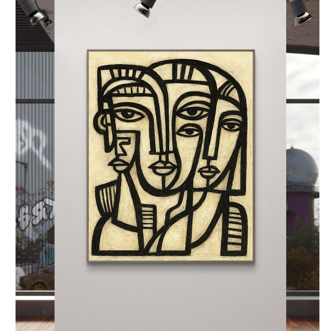 オリジナル抽象アクリル画：人物シルエットキャンバスアート - Etsy 日本