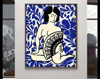大きな抽象的な顔のない女性の肖像画、具象的なキャンバスアート