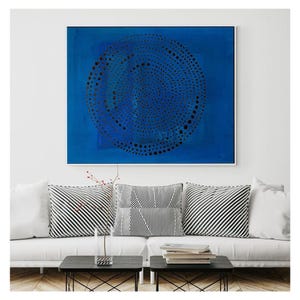 Original Navy Blue Abstract Canvas Art: Large Modern Painting