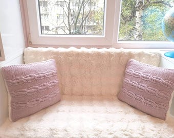 Funda de almohada de lana trenzada tejida a mano, decoración del hogar