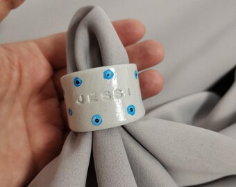 Personalized Evil Eye Napkin Ring: Custom Ceramic Table Setting