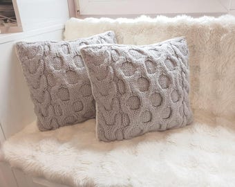 Funda de almohada de lana trenzada tejida a mano, decoración del hogar