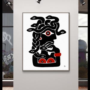 Original Abstract Acrylic Painting: Figurative Snake Woman Canvas Art