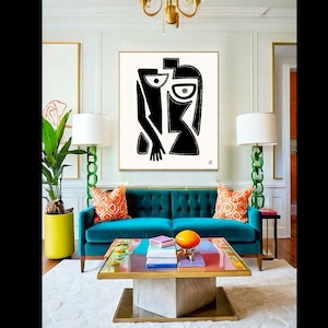 Woman Body Naked Wall Decor,Nude Acrylic Painting Large Black and White Wall Art Abstract Woman Painting Female Original Art on Canvas