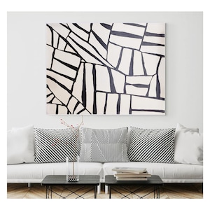 Black & White Lines large Canvas Wall Art, Abstract Painting, Minimalist Art, Modern Painting, Original Artwork, Contemporary Commission Art