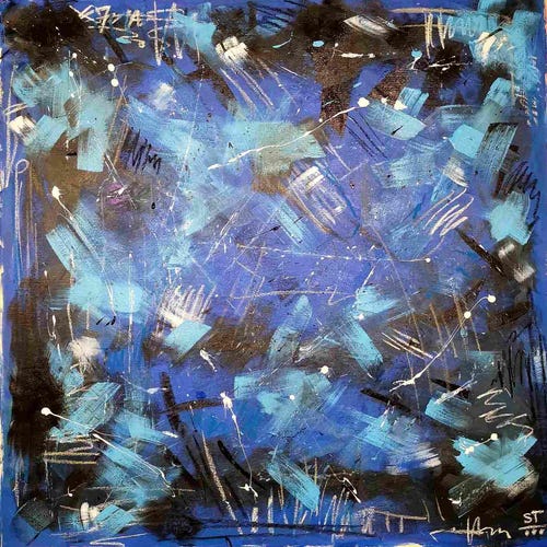 オリジナル抽象アクリル画：人物シルエットキャンバスアート - Etsy 日本