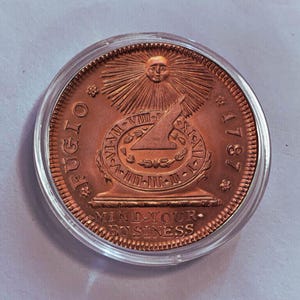 Munt 1787 Fugio Amerikaanse cent || Amerikaanse herdenkingsmunten voor muntenverzamelaars || Cadeaus met oude munten
