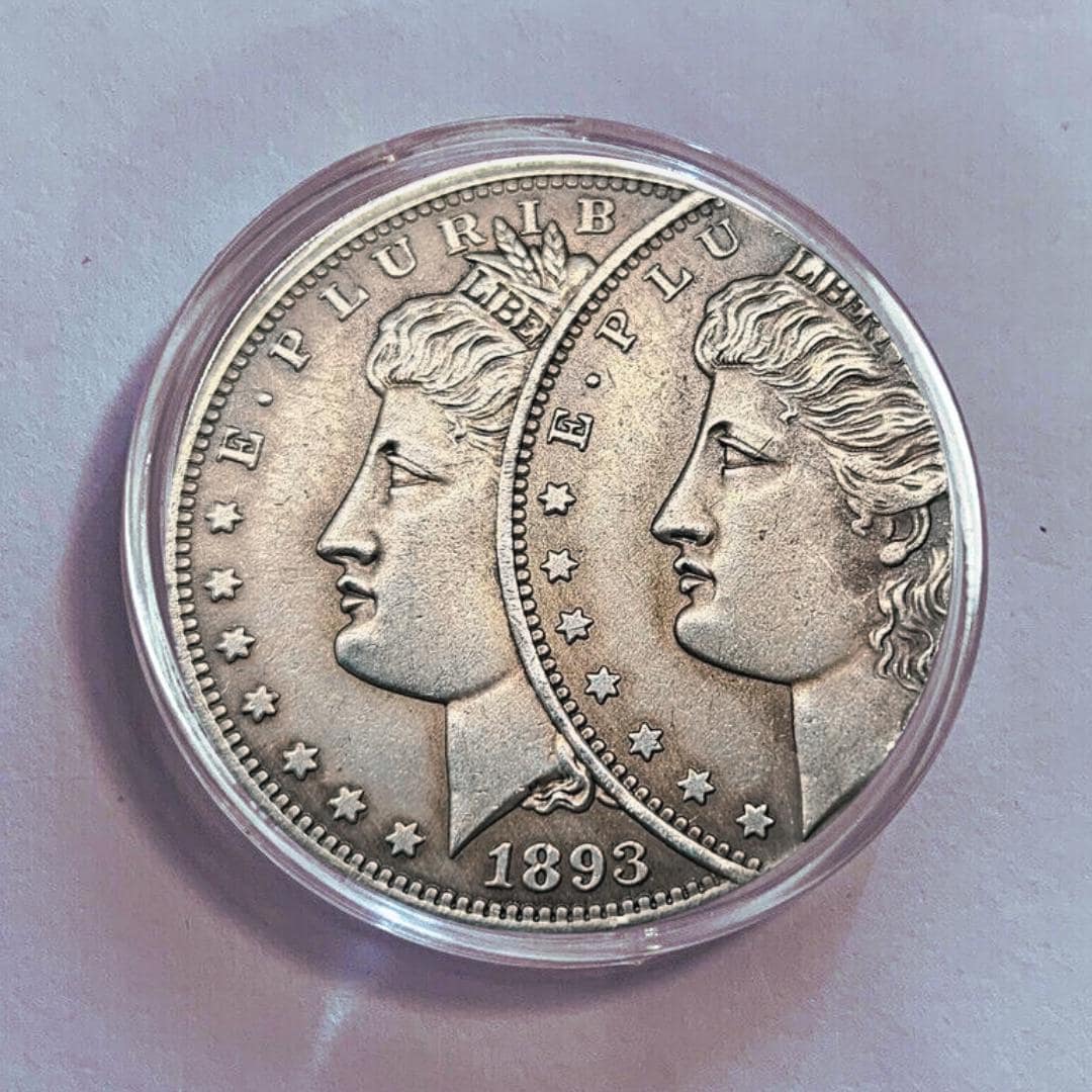 1893 S Morgan Dollar Coin With Die Error Silver Plated