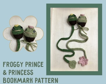 Froggy Prince & Princess Bookmark -PDF Crochet Pattern