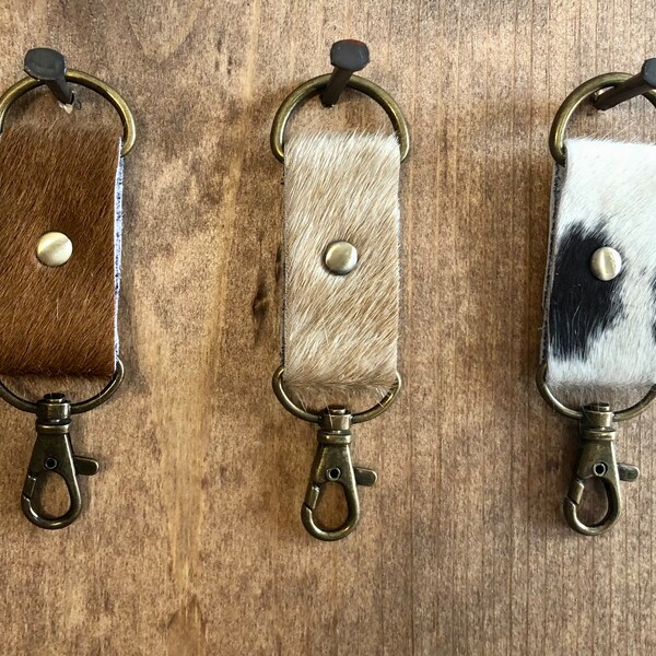 Cowhide Keychain Etsy