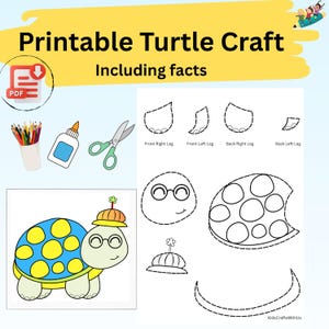 DIY Turtle craft with facts for preschool kids activity printable turtle cut and paste craft for kids educational craft for homeschool pdf