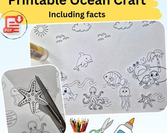Printable Ocean Craft: Cut and Paste Activity, Coloring Page (PDF Download)
