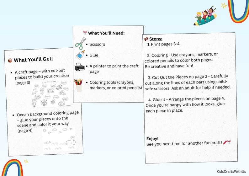 Ocean Craft for Kids: Printable Cut and Paste Activity (PDF Download ...