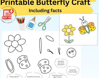Butterfly & Flower Paper Craft: Kids Printable Activity (PDF Download)