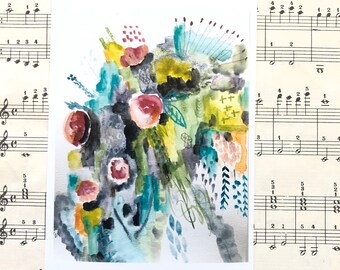 You're My Only Hope - 4x6 Art Print, Original Art, Abstract Floral, Watercolor Dominant, Gift, Wall Art