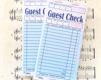 Guest Check Notepads - Set of 2, Junk Journal, Art Journal, Pen Pals, Ephemera