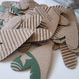 Corazones de Starbucks - Juego de 36, corazones de cartón corrugado, "Amo el café", amigos por correspondencia, PL, Project Life