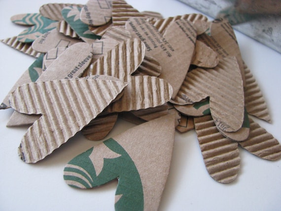 Starbucks Hearts - Set of 36, Corrugated Cardboard Hearts, I Heart Coffee, Pen Pals, PL, Project Life