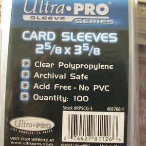 ATC Card Sleeves - Pack of 100, Crystal Clear Sleeves, Planners, Journals, Baseball Cards, Pen Pals, Collector's Cards, PL, Pokémon image 2