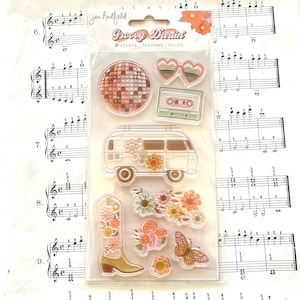 Sellos Groovy Darlin' - Jen Hadfield, Set de 9, Crate Paper, American Crafts, Retro, Amigos por correspondencia, Coleccionistas, Regalo