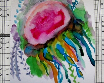 The Jellyfish Floral - 3x4 Mini Print, Original Art, Project Life, Planners, Gift