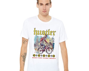 Donkey Hustler Bike Rider Messenger Premium Unisex Crewneck T-shirt | Bella + Canvas 3001