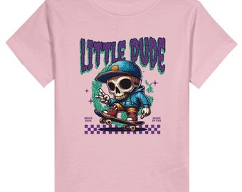 Little Dude Skeleton Skateboard Toddler Staple T-Shirt | Bella + Canvas 3001T