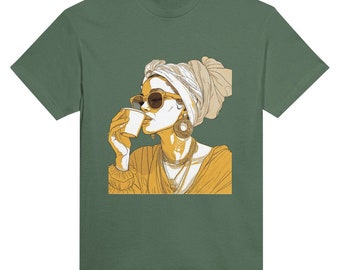 Mother Mom Coffee Love zwaargewicht uniseks T-shirt met ronde hals