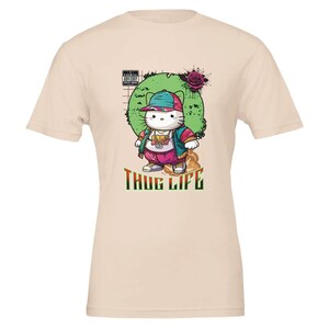 Thug Life Kitty Cat Kawaii Hello Kitty Premium uniseks T-shirt met ronde hals | Bella + canvas 3001 Soft Pink