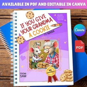 Carte de voeux personnalisée pour grand-mère - cadeau personnalisé de remerciement pour grand-mère, impression sur toile éditable, carte de fête des mères, téléchargement numérique