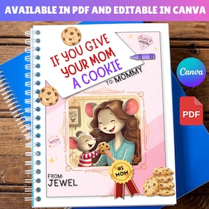 Cartão de felicitações personalizado para a mãe, presente personalizado para o dia das mães, PDF para impressão de crianças, Canva personalizado editável para a mãe, agradecimento à mamãe