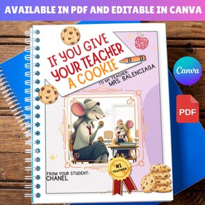 IF YOU GIVE A Teacher a cookie | Teacher Appreciation Gift Editable in Canva | Teacher Gifts Book Template, canva editable, instant download