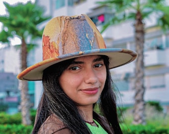 Fall Winter Fedora Hat Vegan Felt Unisex Wide Brim