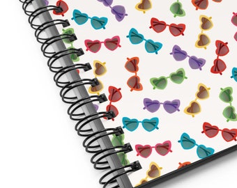 Heart-shaped Sunglasses Spiral Notebook - Light Background