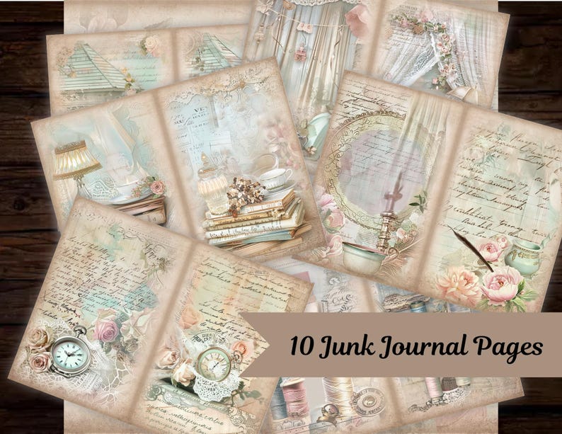 Junk Journal Kit Shabby Chic Vintage Ephemera Printable Paper for ...