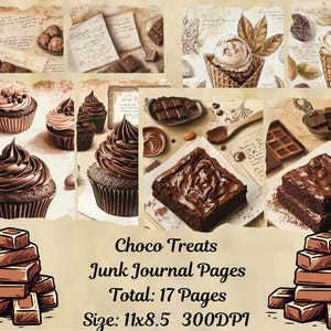 Chocolate Junk Journal Paper Pack Brown Dessert Digital Scrapbook Backgrounds Coffee Sweet Treats Printable Download