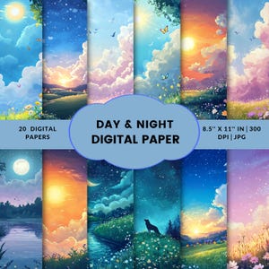 Celestial Plakboek Voor Junk Journaling Dag- en Nachthemel Thema Moon Star Digitale Achtergronden Afdrukbare Craft Paper Set
