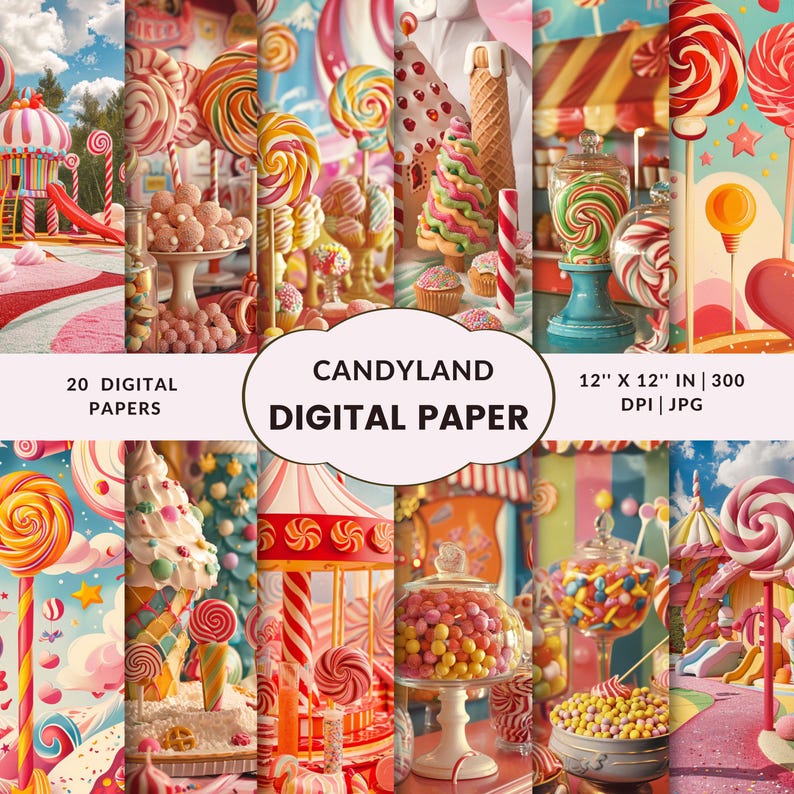 Candy Land Digital Paper | Candy Shop Junk Journal Kit | Sweet ...