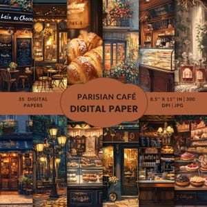 Paris Cafe Digital Paper For Coffee Junk Journals Scrapbook Crafts Parisian Aesthetic Café Ephemera Printable Paper Kit Download