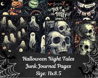 Gothic Halloween Junk Journal Pages | Haunted Spooky Scrapbook Printable | Dark Ephemera Kit