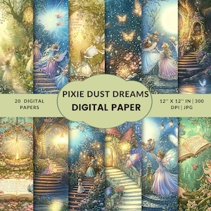 Fairy Garden Digital Paper For Scrapbooking Enchanted Forest Fairy Art Magical Fairytale Backgrounds Digital Scrapbook Supplies