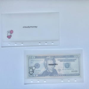 ピンクまたは白のミッフィー A6 カスタムラミネート現金封筒