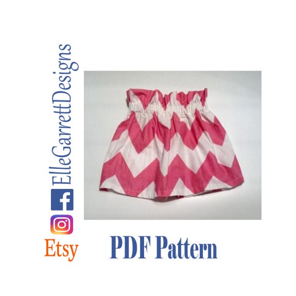 Paperbag Skirt  PDF Pattern Size 0/3 months - girls 6