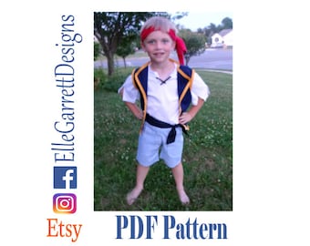 PDF Pattern - Pirate Costume - Size 18 month - kids 11