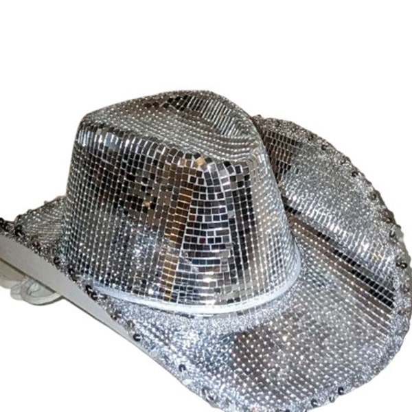 Mirror Disco Ball Cowboy Hat Etsy