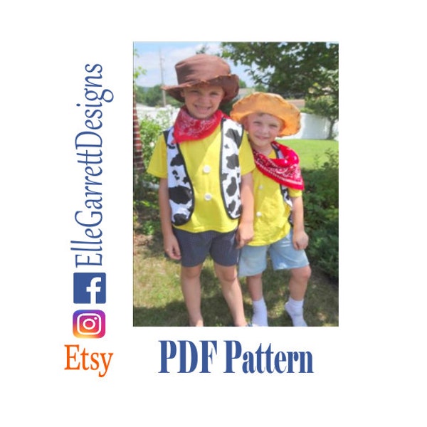 PDF Pattern - Cowboy Costume - Size 18 month - kids 11