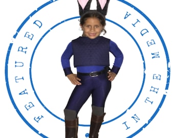 Child - Bunny Cop Judy Costume - Catsuit, Belt, Vest - Adaptive Clothing Options