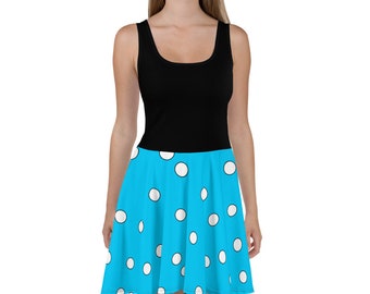 Adult - Vintage Mouse Blue Polka Dot Skater Dress