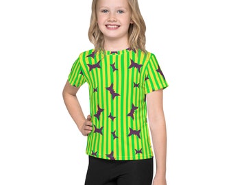 Kids Unisex - Bat Striped crew neck t-shirt